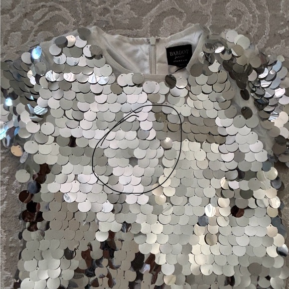 NWT BARDOT JUNIOR Sumaya Mini Sequin Dress (Girl 10) Silver - Picture 9 of 16